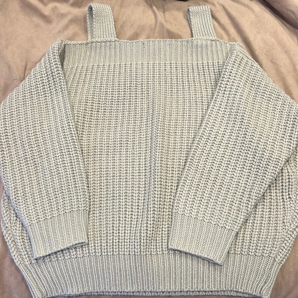 Light gray off shoulder sweater